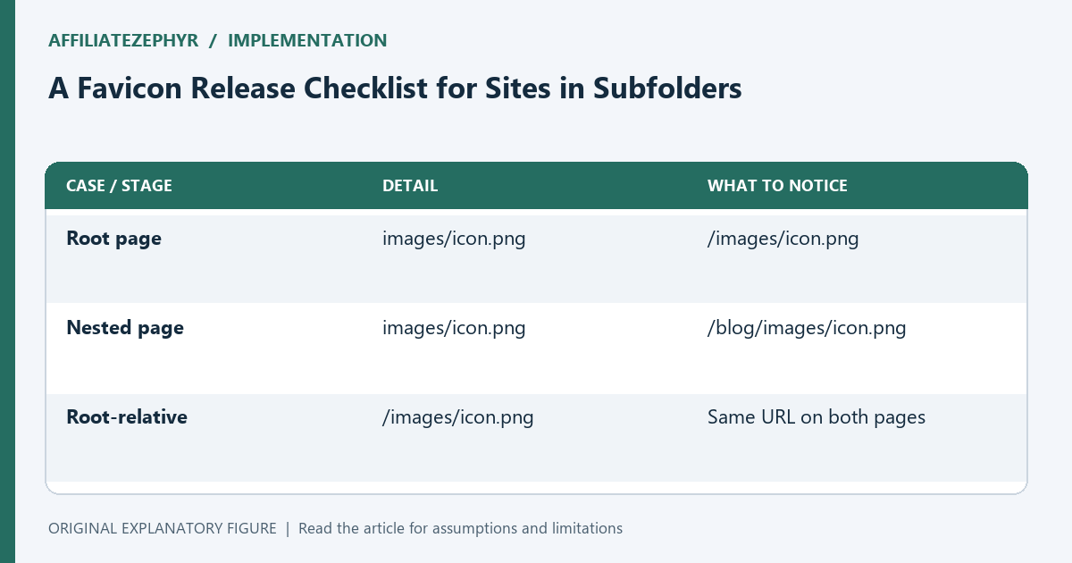 Relative icon paths resolve from each document directory; a leading slash resolves from the domain root.