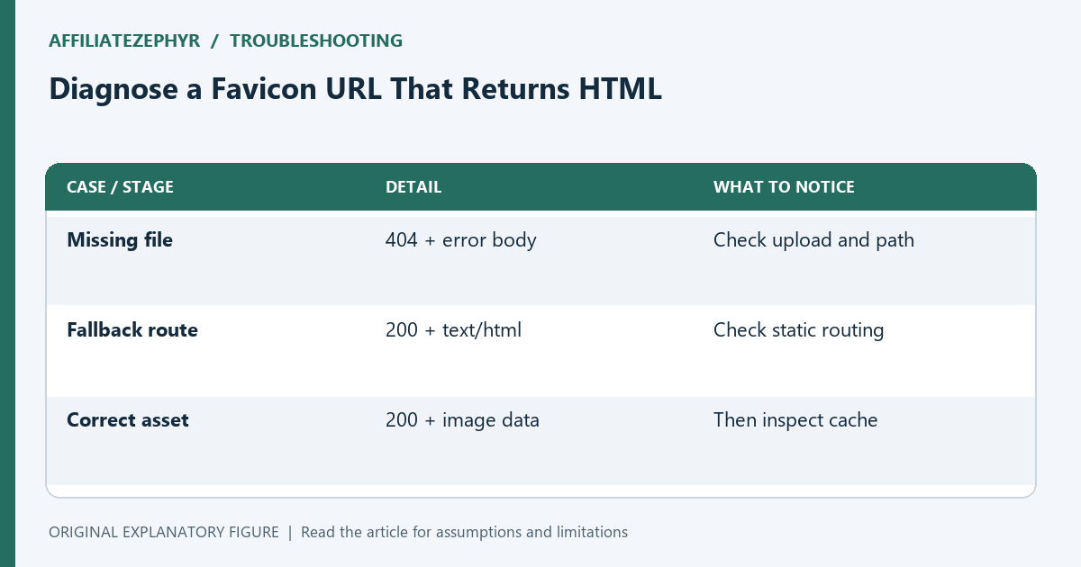 Three response patterns can produce the same missing-tab-icon symptom; inspect the response before choosing a fix.