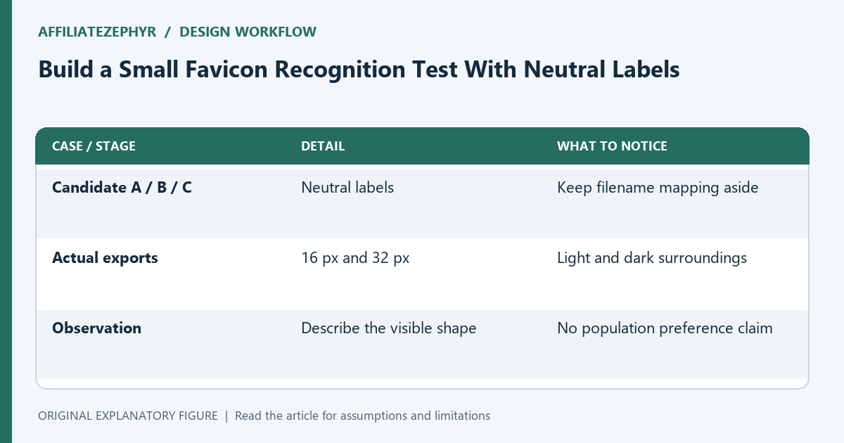 A small recognition sheet uses neutral labels and native-size exports to expose concrete shape problems.